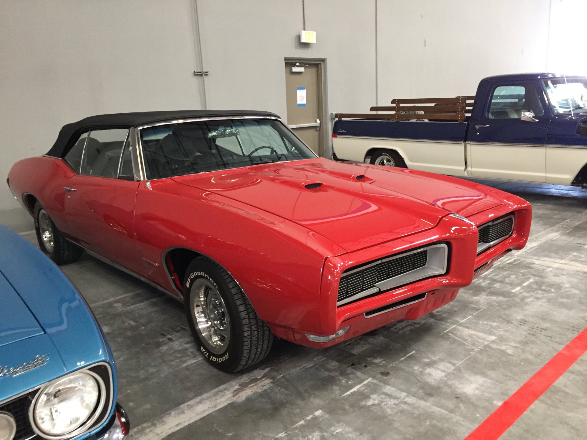 Red Pontiac GTO convertible in climate-controlled Vegas storage