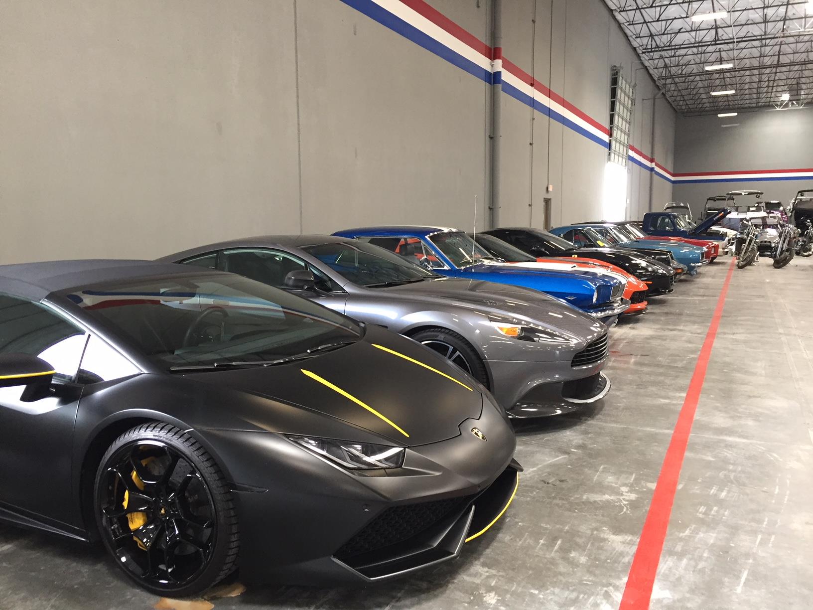 Lamborghini Huracán and exotic lineup inside Las Vegas indoor car storage